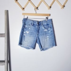 AMERICAN EAGLE OUTFITTERS BOY MIDI DISTRESSED JEAN SHORTS SIZE 6